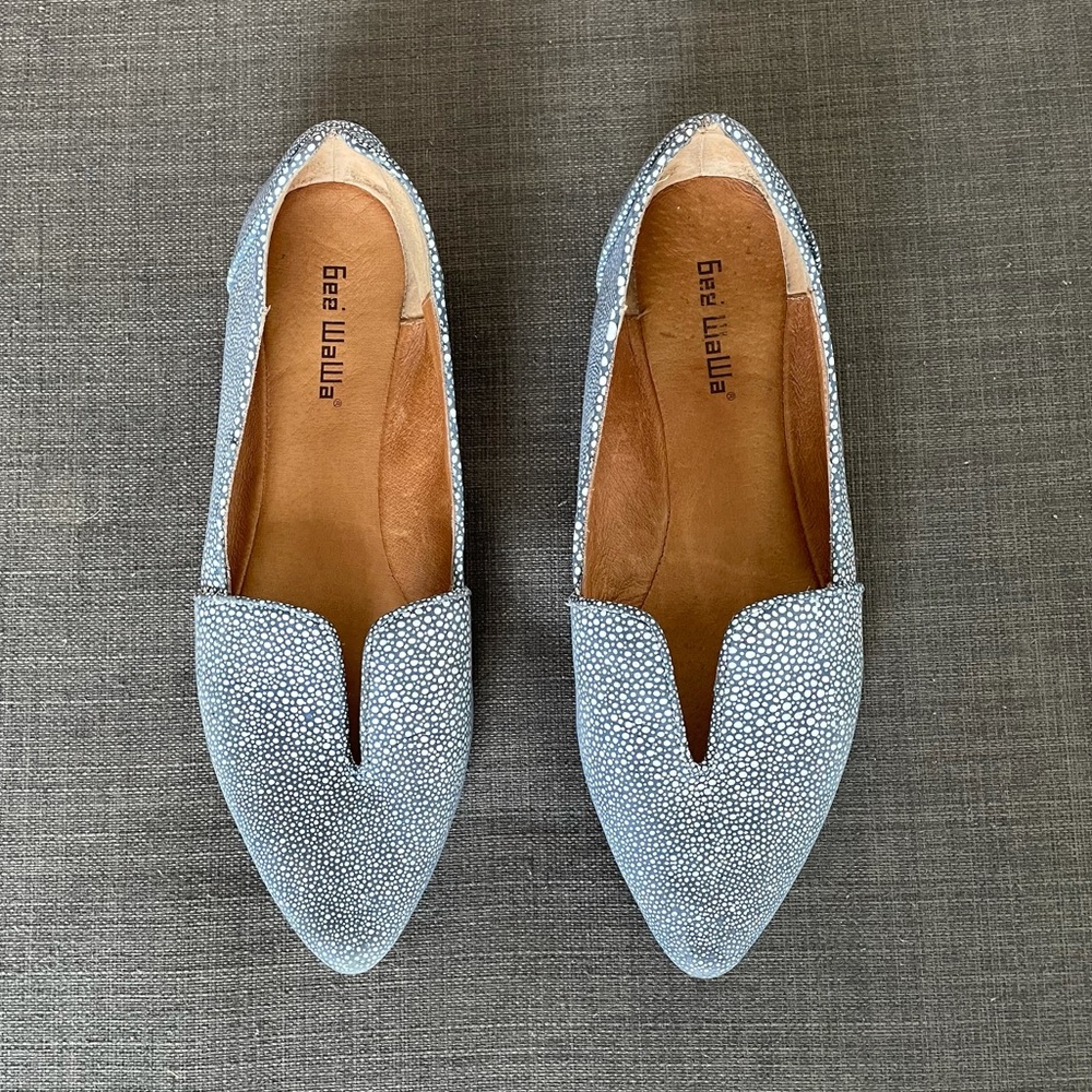 Gee Wawa from Anthropologie Blue Leather Flats